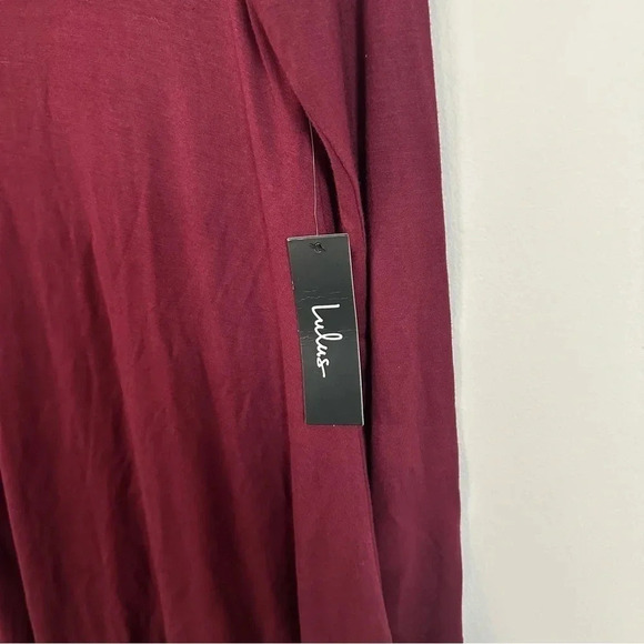 Lulus Sway, Girl, Sway! Wine Red Swing Dress with Relaxed Turtleneck Size L NWT - Picture 4 of 7